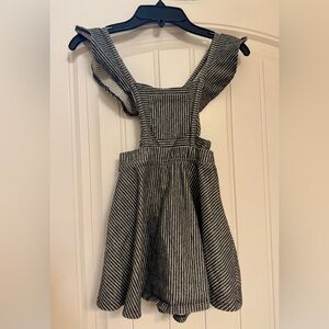 Art Class Girls Pinstripe Cross-Back Romper – Size 4T